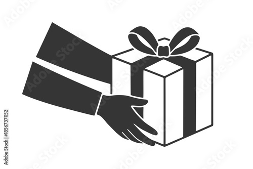 プレゼントを持つ手のシルエットアイコン