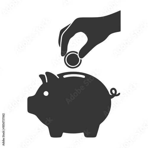 豚の貯金箱とコインのシルエットアイコン