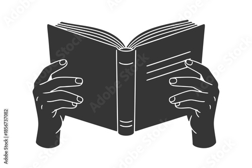 本を読む手のシルエットアイコン