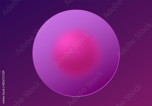 Abstract pink 3D sphere behind frosted glass on purple background. Eps 10