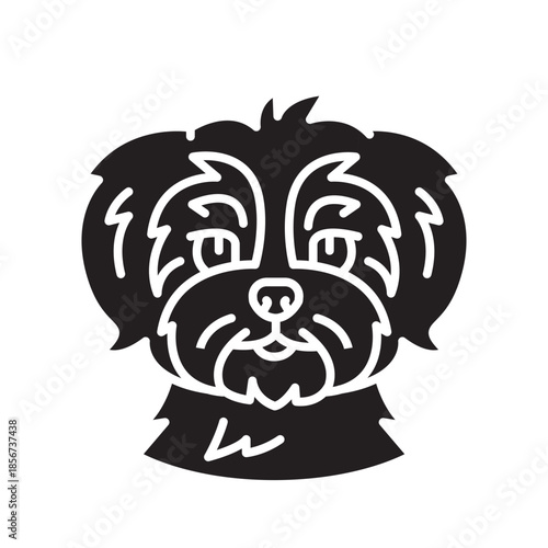 shih tzu black line icon for digital and print projects. Dog breed.