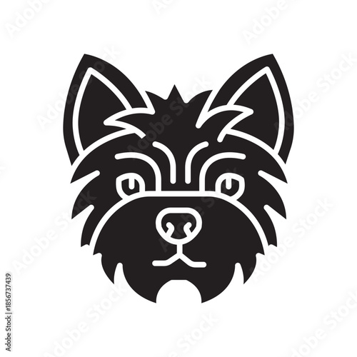 yorkshire terrier black line icon for digital and print projects. Dog breed.
