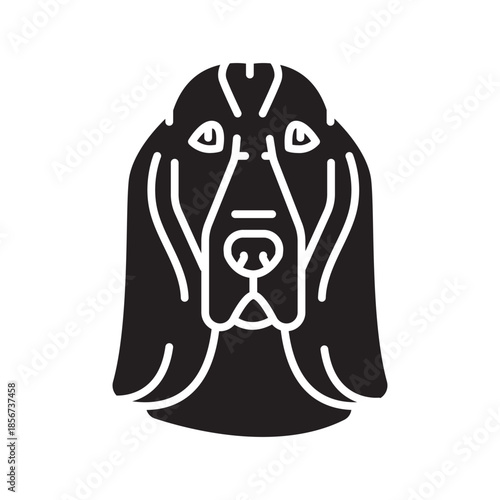 basset hound black line icon for digital and print projects. Dog breed.