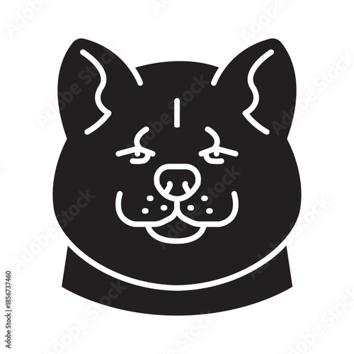 akita black line icon for digital and print projects. Dog breed.