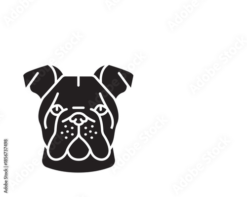 bulldog black line icon for digital and print projects. Dog breed.