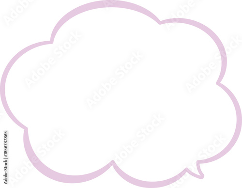雲の形のふきだし。紫色で使いやすい。ふわふわもこもこしている、広いテキストスペース。