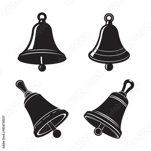 Antique Hand Bell Traditional Silhouette Illustration
