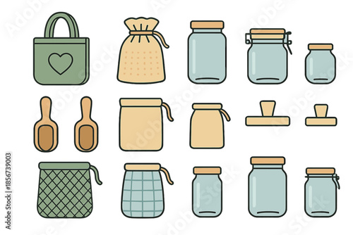 Collection of reusable packaging icons