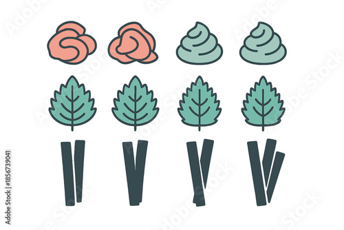 Minimalist icons of food ingredients on a dark background