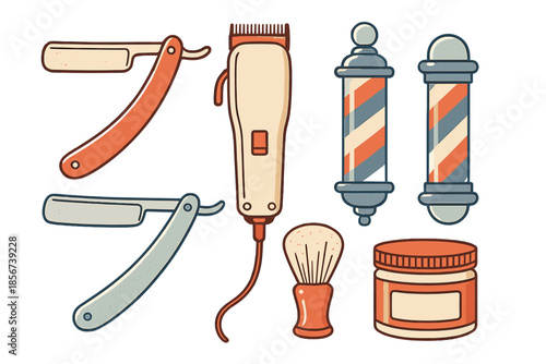 Barbershop Tools and Equipment Flat Design