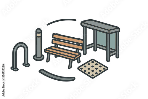 Isometric street furniture collection