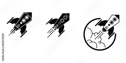 The dynamic rocket forms convey the idea of starting a journey, accelerating growth, breaking limits, and reaching new heights