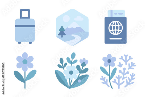 Travel and Nature Icons on Glowing Background