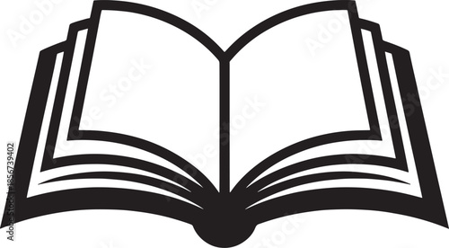 "Minimalist Black and White Vector Illustration of an Open Book | Simple Book Icon Design for Literature, Education & Reading Themes"