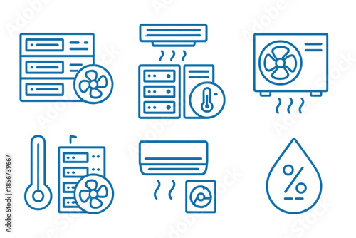 Data center cooling and environmental monitoring icons