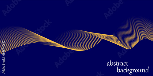 abstract blue wavy background with gold line wave, can be used for banner sale, wallpaper, for, brochure, landing page.