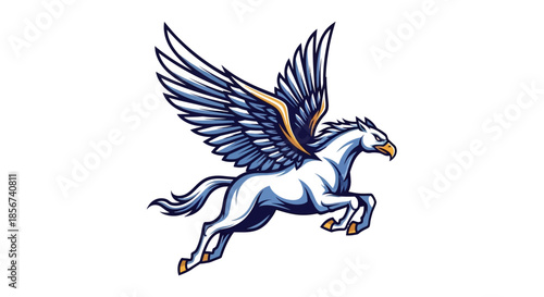 Pegasus mythical creature flying with transparent background