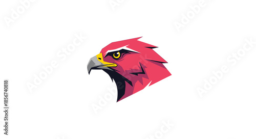 Pink falcon head portrait with transparent background