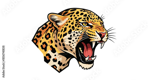 Roaring jaguar head portrait with transparent background