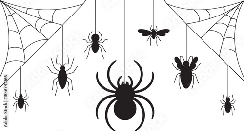 "Minimalist Vector Illustration of Spiderweb | Simple Black Spider Web Design for Halloween, Spooky & Gothic Themes"