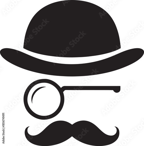 "Minimalist Vector Illustration of Detective with Magnifying Glass | Monochrome Sleuth Icon for Mystery & Investigation Themes"