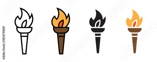 Torches icon set vector on white background. torch flame, burning torch, fire icon, flame symbol. vector illustration.
