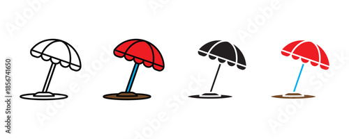 Beach umbrella icon set vector on white background. vector illustration.