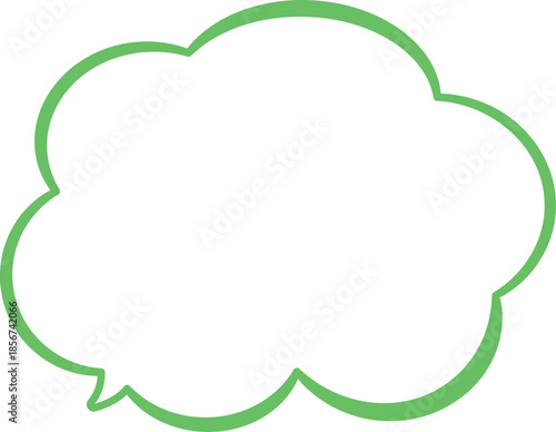 緑色の雲の形をした吹き出し。シンプルで使いやすい。広いテキストスペース。