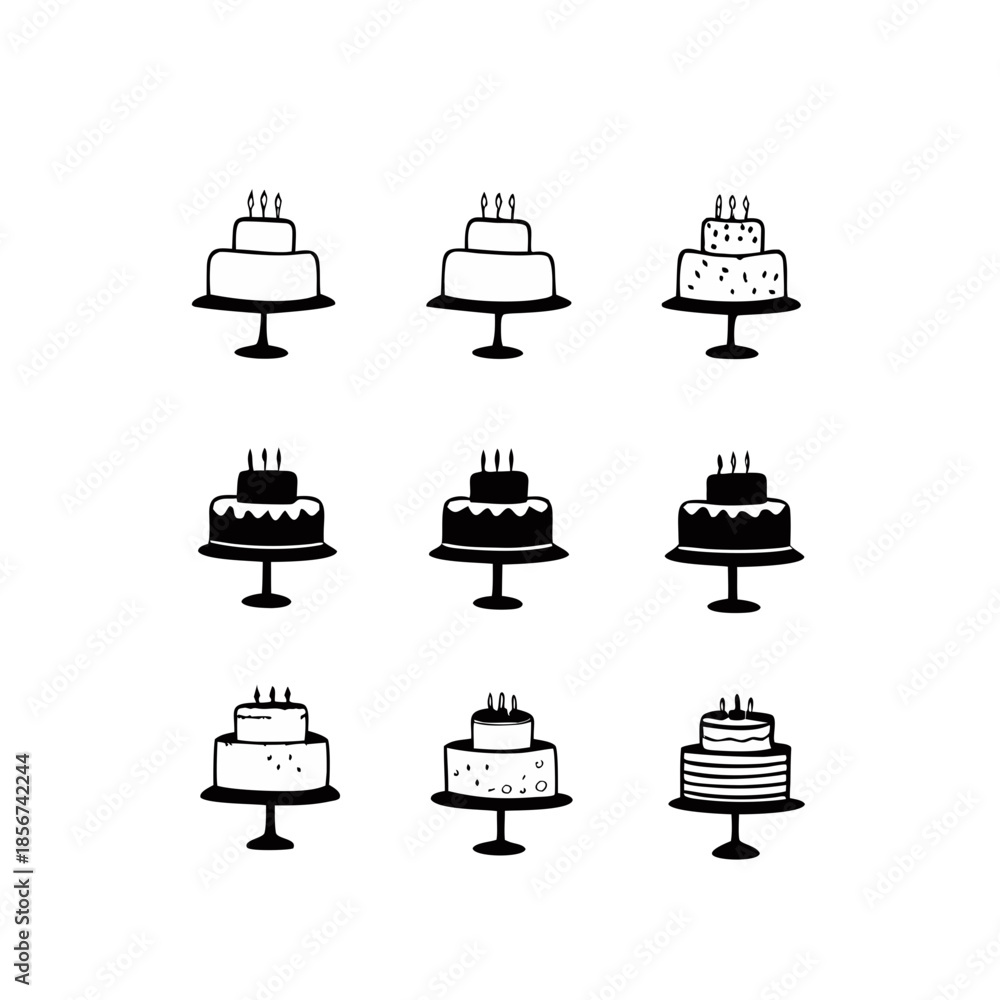 Naklejka premium Vector Illustration of Birthday Cake with Candles Isolated on White Background