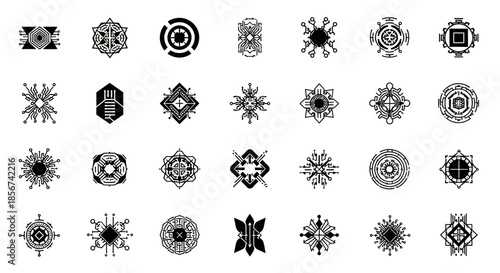 Modern technology logos showcasing circuit designs perfect for branding, tech startups, innovative businesses, and sleek professional marketing materials