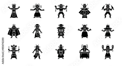 Unique robot avatar collection, quirky character set for science fiction games and futuristic interface designs, a playful and creative design pack