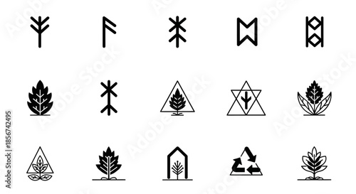 Discover ancient runes and modern eco symbols for your next creative project, blending mysticism with nature's essence.