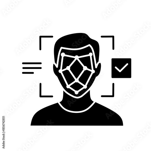 Face Recognition Verification Solid Icon Vector