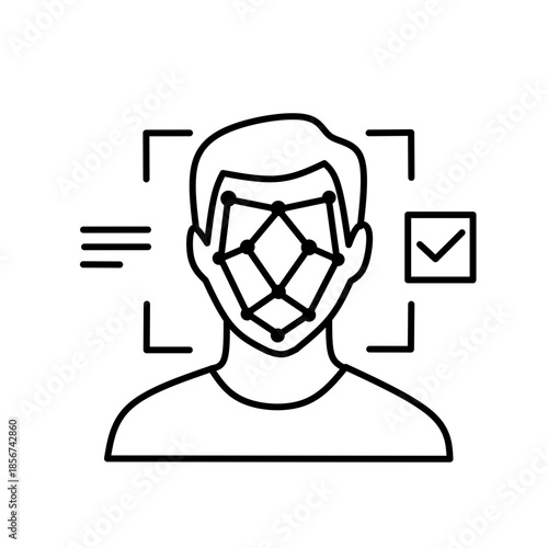 Face Recognition Verification Outline Icon Vector