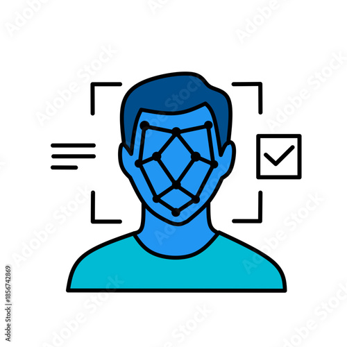 Face Recognition Verification Icon Vector
