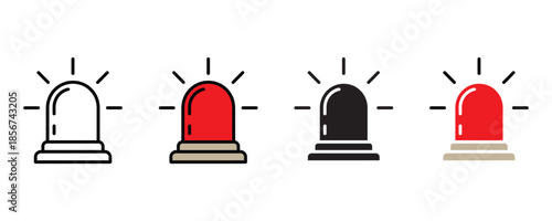 Police emergency light beacon icons set vector on white background. siren, warning, alert, safety, security, emergency light, police light icon. vector illustration.