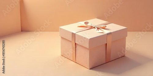 A delicately presented gift box, tied with a soft ribbon, sits on a smooth surface, bathed in warm, gentle light, ready for a special occasion