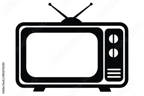 television silhouette line art vector illustration