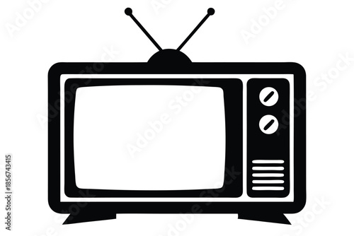 television silhouette line art vector illustration