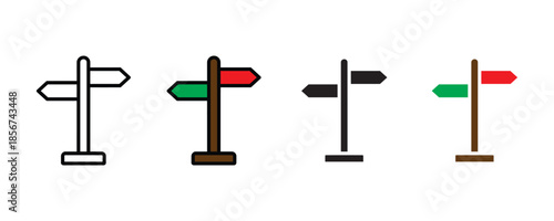 Direction sign icon set vector on white background. navigation, arrows, pointers, indicators, guidance, direction symbol. vector illustration.