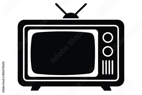 television silhouette line art vector illustration