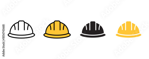 Construction hard hat icon set vector on white background. helmets, safety gear, industrial, workwear, protective equipment symbol. vector illustration.