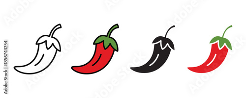 Chili pepper icon set vector on white background. spice, hot chili icon. vector illustration.