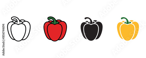 Bell pepper icon set vector on white background. peppers, vegetable icon. vector illustration.