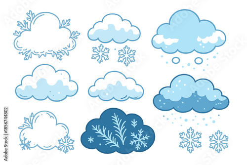 Winter Snow Clouds and Snowflakes
