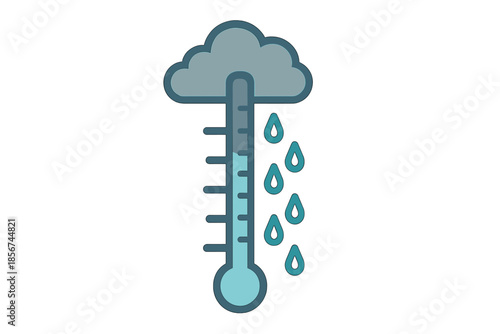 Thermometer with Cloud and Raindrops