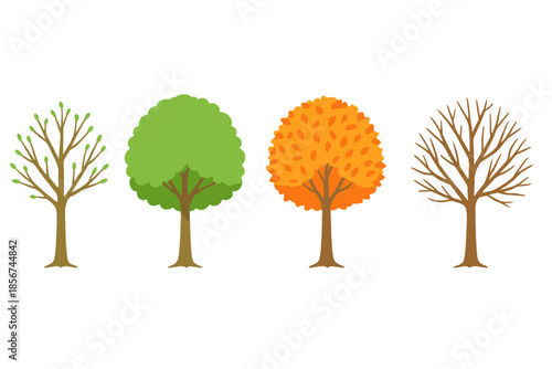 Four trees depicting the seasons