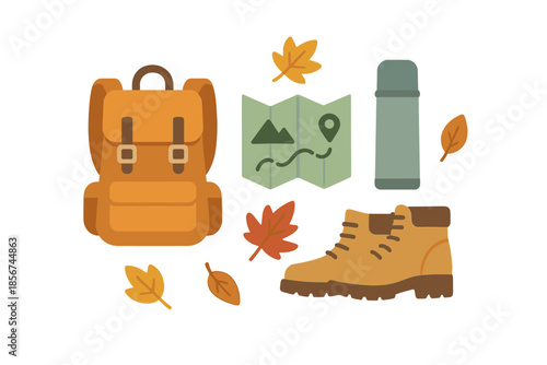 Autumn Hiking Gear Flat Design