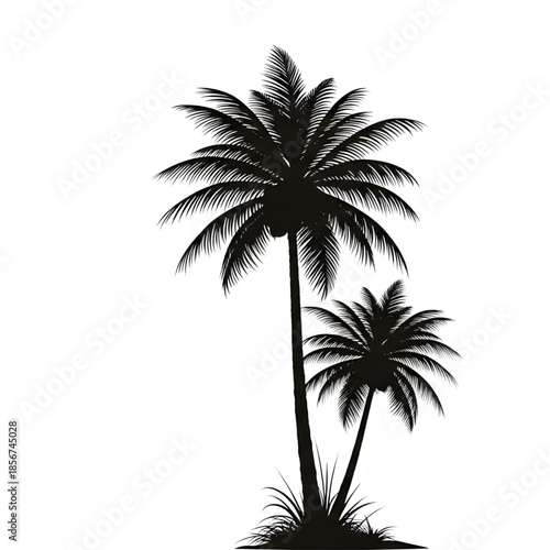 palm tree silhouette isolated on white