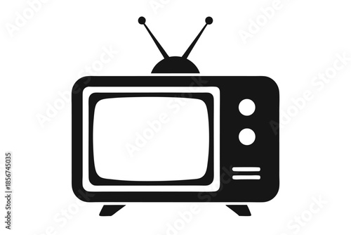 television silhouette line art vector illustration